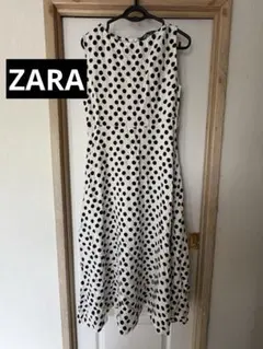ZARA ザラ ノースリーブワンピース ドット柄 ロング丈 フレア サイズS