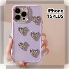 iPhoneケース　キラキラ　可愛い　ハート　韓国　スマホカバー　紫　おしゃれ