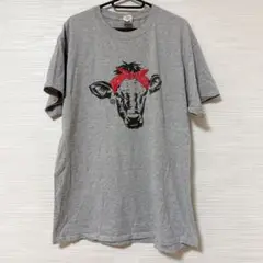 GILDAN ギルダン 牛の顔 Tシャツ グレー Lサイズ プリントTシャツ
