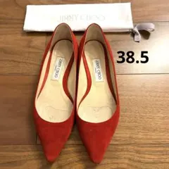 No.286 ジミーチュウ　フラットシューズ　赤　38.5 スエード