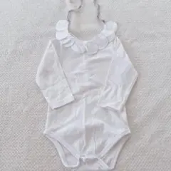 白色 長袖ロンパース 70cm 襟付き