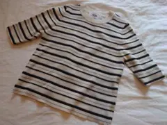 【AZUL by MOUSSY】 ハーフスリーブストライプ ニットトップス S