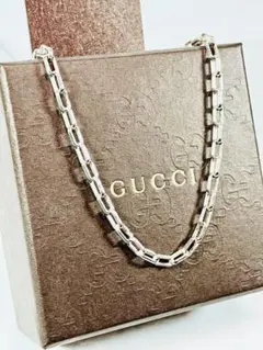 【超美品】GUCCI レクタングル チェーン ネックレス 男女兼用　SV925のサムネイル