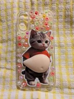 iPhone17ケース 立体 クリア ぷにぷにお腹に癒される猫好き専用