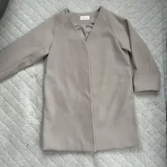 GLOBAL WORK ノーカラーコート(グレージュ)Ｓサイズ