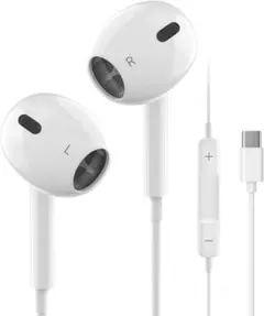 イヤホン タイプc イヤホン　iPhone　有線イヤホン　白　シンプル　音量調節