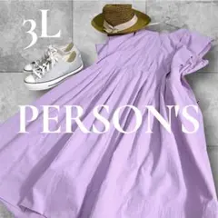 大きめサイズ！【PERSON'S 】パーソンズ 3L 半袖ワンピース ラベンダーのサムネイル