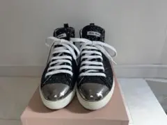 miu miu ミュウミュウ ブラック グリッター ハイカットスニーカーのサムネイル