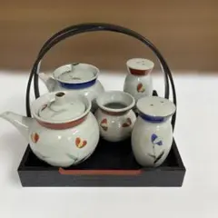 昭和レトロ 花柄陶器 卓上調味入れセット　新品未使用