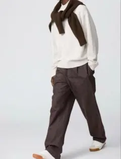 UNIQLO C タックストレートデニムパンツ 76 ダークブラウン ユニクロ