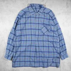 60-70s グランパシャツ ユーロワーク チェック フランネル プルオーバー