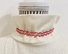 【ハンドメイド】ビーズ パール系 チョーカー イヤリング セット ピンク系