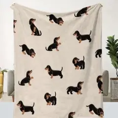 ブランケット ひざ掛け ダックス柄 犬 デザイン ふわふわ 毛布　359