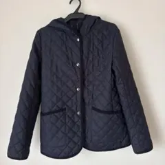 無印良品　中綿入りネイビー キルティングジャケット フード付きL