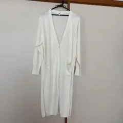 【美品】ユニクロ★ロングカーディガン ★ニット★ホワイト★Lサイズ