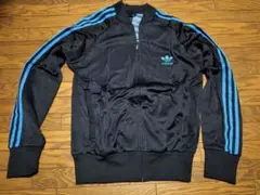 adidas トラックジャケット ブラック/ブルー