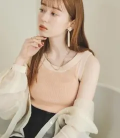 配色ニットタンクトップ