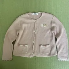 訳あり　ファミリア カーディガン 110 ピンク うさぎ くま 刺繍