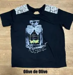 OLIVE des OLIVE 半袖Tシャツ 4L ブラック レースのサムネイル