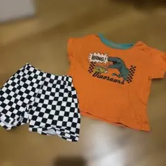Ampersand恐竜 チェック柄パジャマセット