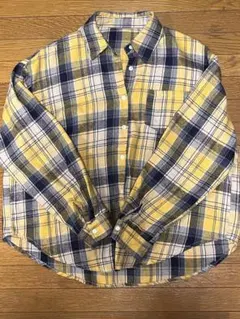 チェック柄ネルシャツ イエロー ネイビー