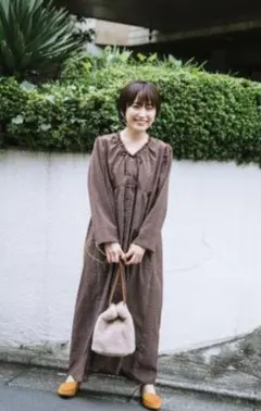 haco!【高橋愛さんコラボ】ドット柄ロングワンピース ブラウン