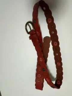 ANNA SUI レザーベルト 花柄刺繍 スカラップのサムネイル