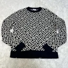【極美品✨】MONCLER ワッペン 総柄 幾何学 クルーネック 薄手 ニット