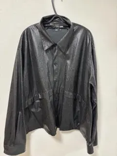 【廃盤】HARE メンズ　パイソン柄フェイクレザーシャツ　長袖シャツ 黒　モード