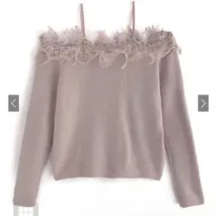 grl 花柄レースオフショルダーニットトップスdr619 グレイル