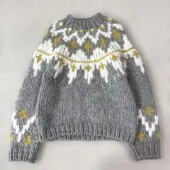 shipsシップス　ノルディック柄ニット　セーター　グレー　イエロー　アルパカ