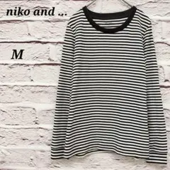 ニコアンド 【M】 ボーダー長袖Tシャツ ロンT クルーネック コットンブレンドのサムネイル