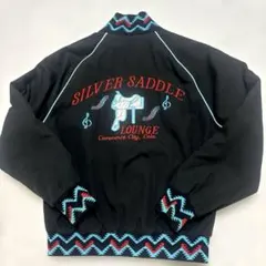 【希少】90s USA製 West Ark スタジャン ネイティブ柄 刺繍 黒