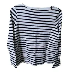 無印良品 (S) 長袖カットソー ボーダー柄 コットン100% ナチュラル