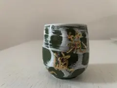 陶器 湯呑み 筑波波 金彩 緑色