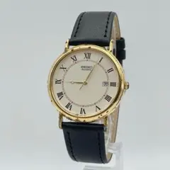 稼動　SEIKO QUARTZ 腕時計 ローマ数字 デイト ヴィンテージ