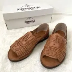CHAMULA オープントゥサンダル　ブラウン　メキシコ　レザーのサムネイル