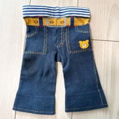 ミキハウス デニム風ボトムス クマ刺繍付き