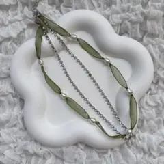 moussy レイヤード ネックレス カーキ