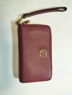 MK レザー 長財布 ストラップ付き