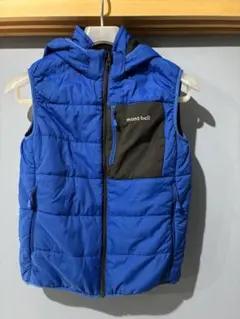 mont-bell フード付きダウンベスト 青　キッズ　150センチ