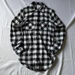 00s ネルシャツ フランネル チェック柄 グランジ 黒 白 y2k 平成 古着