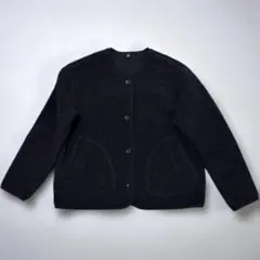 美品 UNIQLO ボアフリースクルーネックカーディガン XL 黒