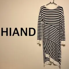 HIAND ハイアンド★ボーダー アシメ ニットワンピース