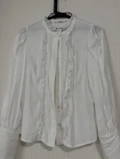 ナイスクラップ レース ボタン ブラウス オフホワイト