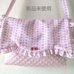 フリル ピンク キルティング ショルダー サテン 薔薇 ラブリー 図書バッグ