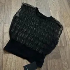 未使用品 ミズイロインド クロシェットネット刺繍ベスト（ブラック