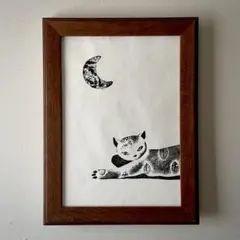 額付き銅版画応用絵画 title「てこてこニャンコ」 - メルカリ