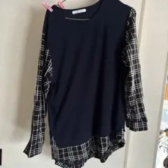 BOYS' ROOM 重ね着風 長袖カットソー チェック柄