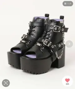 YOSUKE 厚底レースアップブーツサンダル ブラック